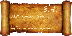 Bárkovics Andor névjegykártya