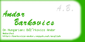 andor barkovics business card